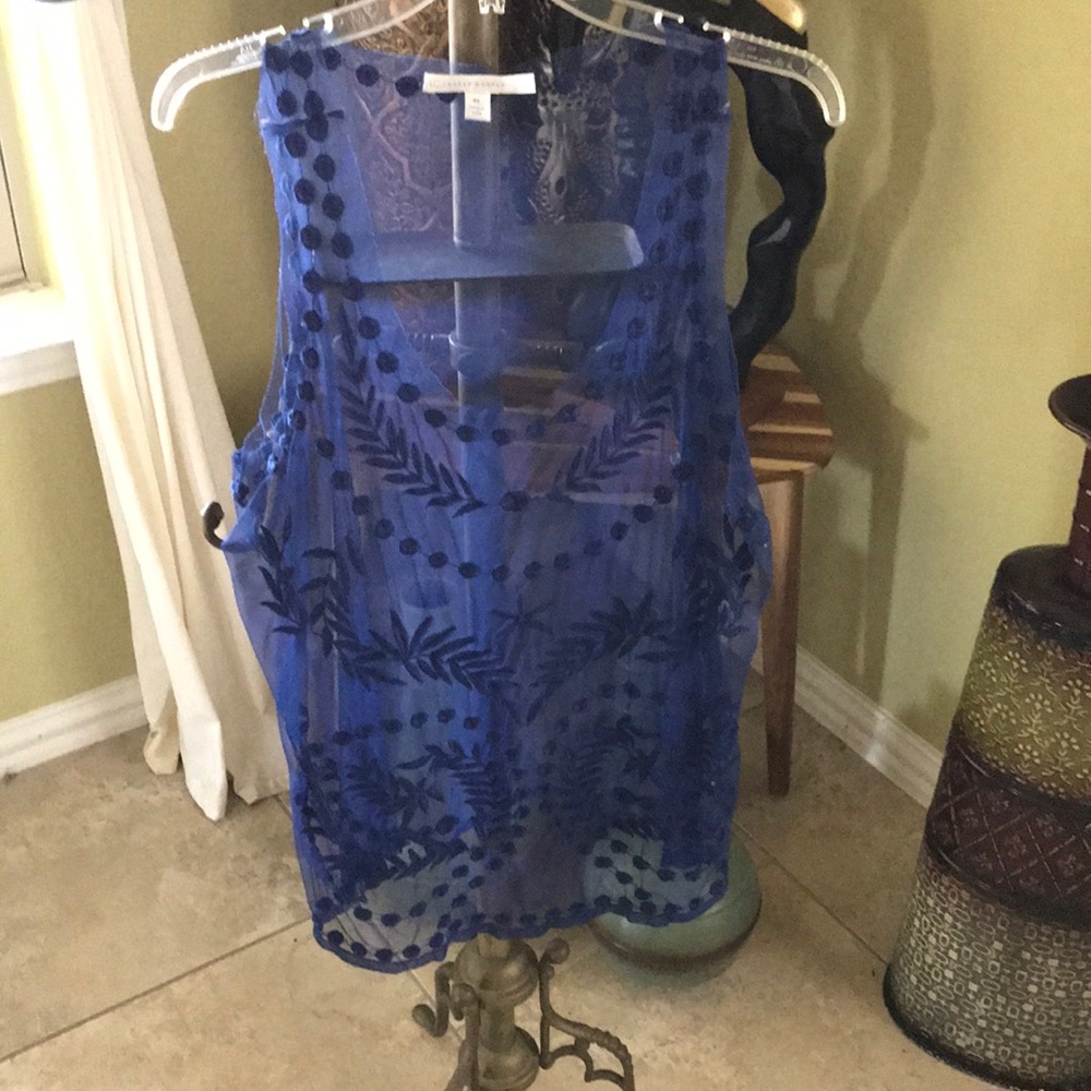 Long see thru navy blue top